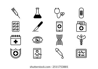 bundle of medical set icons Vector