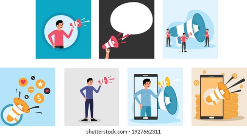 Bundle Megaphone Flat Design Illustration