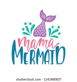 Bundle of mermaid's cards. Handwritten inspirational quotes about summer. Typography lettering design with hand drawn tail, starfish, shell, anchor. Vector illustration isolated on white background.