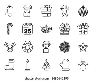 bundle of merry christmas set icons vector illustration design