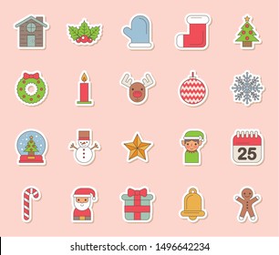 bundle of merry christmas set icons vector illustration design