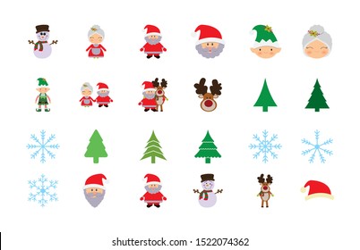 bundle of merry christmas with set icons vector illustration design