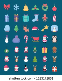 bundle of merry christmas with set icons vector illustration design