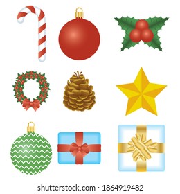 Paket von frohen Weihnachtsbildern Vektorgrafik Design
