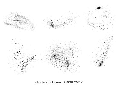 Bundle of messy paint ink black color vector grungy brush stroke blood