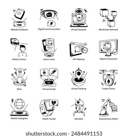 Bundle of Meta World Hand Drawn Icons 

