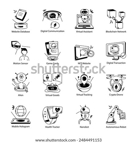 Bundle of Meta World Hand Drawn Icons 

