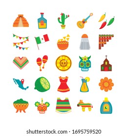 bundle of mexican culture set icons vector illustration design