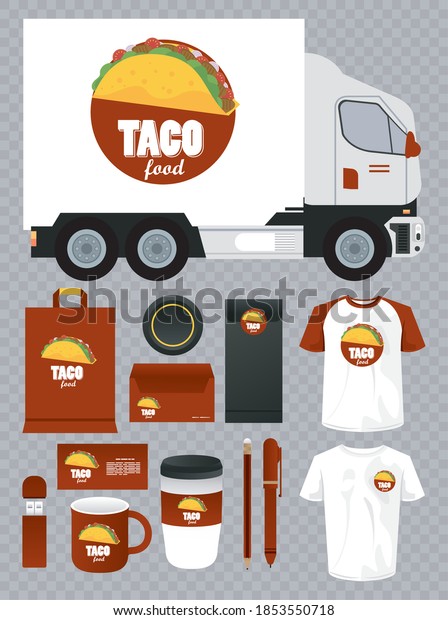 bundle of mexican food mockup elements branding\
vector illustration\
design
