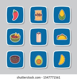 bundle mexican food with set icons vector illustration design