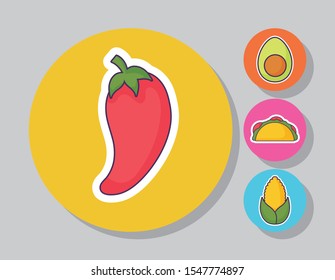 bundle of mexican food traditional vector illustration design