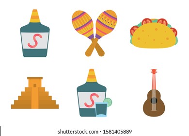 bundle of mexican set icons vector illustration design