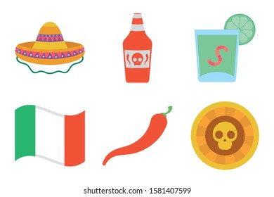 bundle of mexican set icons vector illustration design