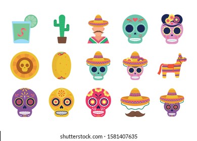 bundle of mexican set icons vector illustration design