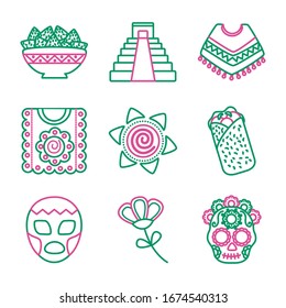 bundle of mexican set icons vector illustration design