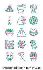 bundle of mexican set icons vector illustration design