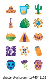 bundle of mexican set icons vector illustration design