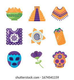 bundle of mexican set icons vector illustration design