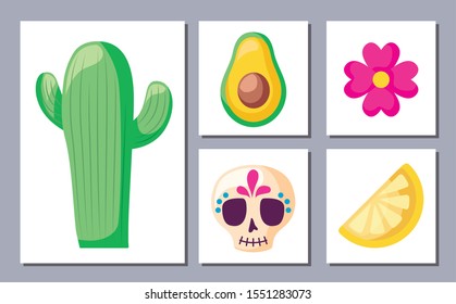 bundle mexican traditional set icons vector illustration design