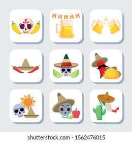 bundle mexican traditional set icons vector illustration design