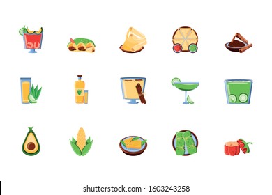 bundle mexican traditional set icons vector illustration design