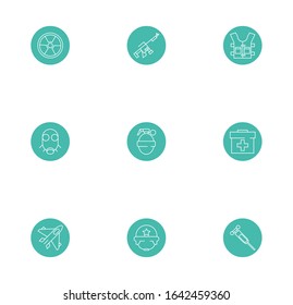 bundle of military line block style icons vector illustration design