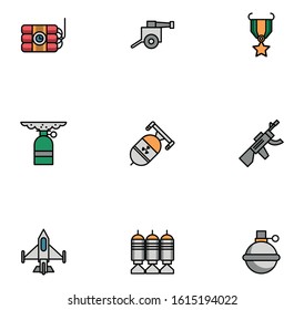 bundle of military set icons vector illustration design