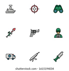 bundle of military set icons vector illustration design