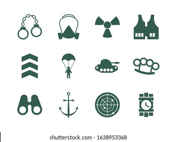bundle of military set icons vector illustration design