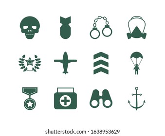 bundle of military set icons vector illustration design
