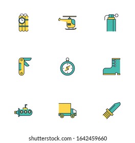 bundle of military set icons vector illustration design