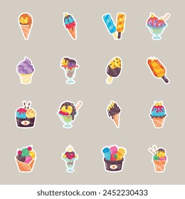 Bundle of Milk Desserts Flat Style Stickers 

