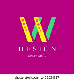 Bundle  Minimalistic Logos. Monogram of letters W. circle. Vector design. for beauty salon or art studio.