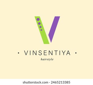 Bundle  Minimalistic Logos. Monogram of letters V. circle. Vector design. for beauty salon or art studio.