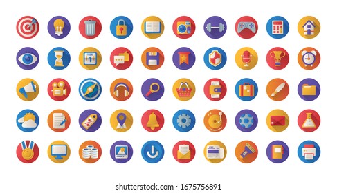 bundle of miscelaneous set icons vector illustration design