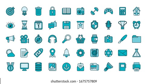 bundle of miscelaneous set icons vector illustration design