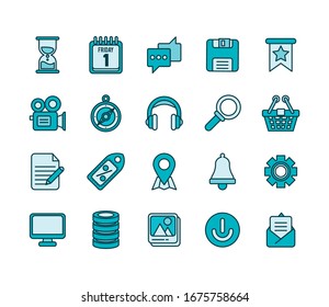 bundle of miscelaneous set icons vector illustration design