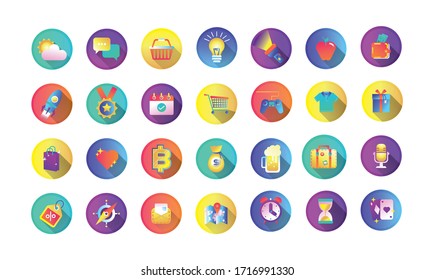 bundle of miscellaneous set icons vector illustration design