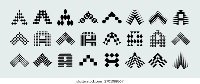 Bundle of modern abstract typeface letter A logo
