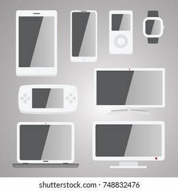 Bundle of modern display devices. Vector illustration for website, advertisement, banner...