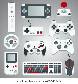 Bundle of modern gaming devices. Vector illustration for website, advertisement, banner...