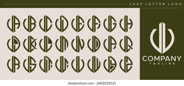 Bundle of modern line leaf letter V VV logo design 