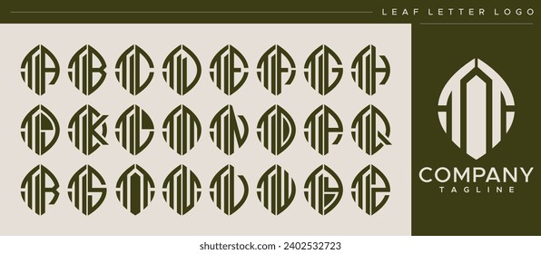 Bundle of modern line leaf letter T TT logo design 