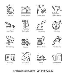 Bundle of Modern Sewing Linear Icons 

