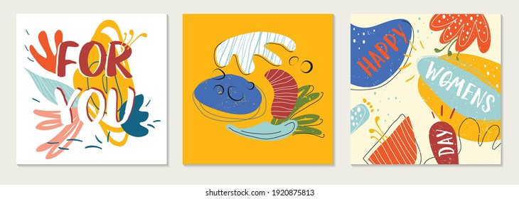 Bundle of modern vector collages with hand drawn organic shapes,textures and graphic elements. Trendy spring card. Design perfect for prints,social media,banners,invitations,branding design,covers.