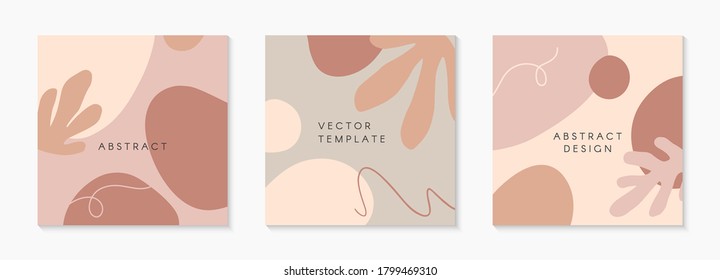 Bundle of modern vector illustrations with hand drawn organic shapes,textures and graphic elements.Trendy creative backgrounds for social media posts and stories,banners,branding design,covers