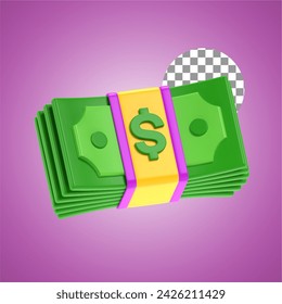 Bundle Money in 3d Illustration of Business Theme