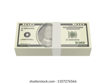 Bundle of money banknotes isolated isometric icon. Money fan sign, financial success, commerce and banking vector illustration.
