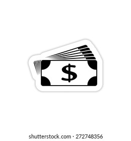 a bundle of money icon on a white background with shadow 