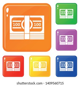 Bundle of money icons set collection vector 6 color isolated on white background